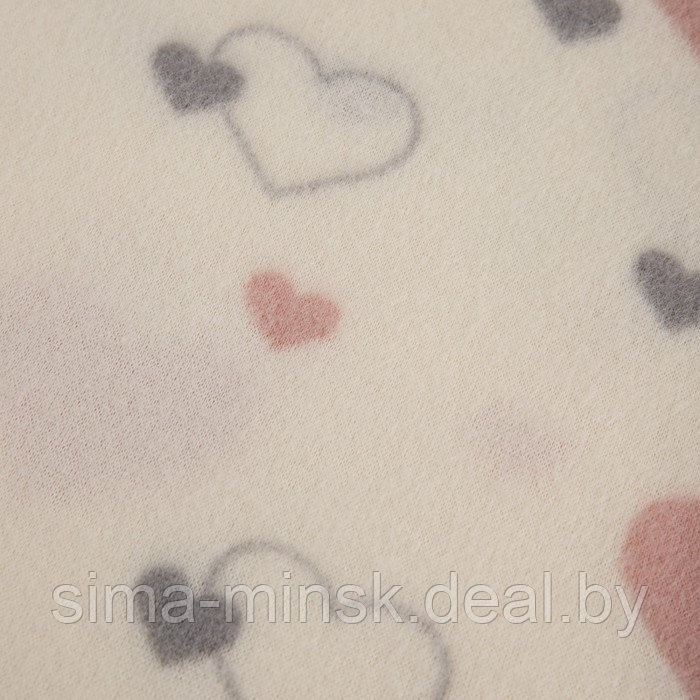 Плед флисовый «Валентинки», размер 150х200 см, цвет молочный - фото 4 - id-p211278768