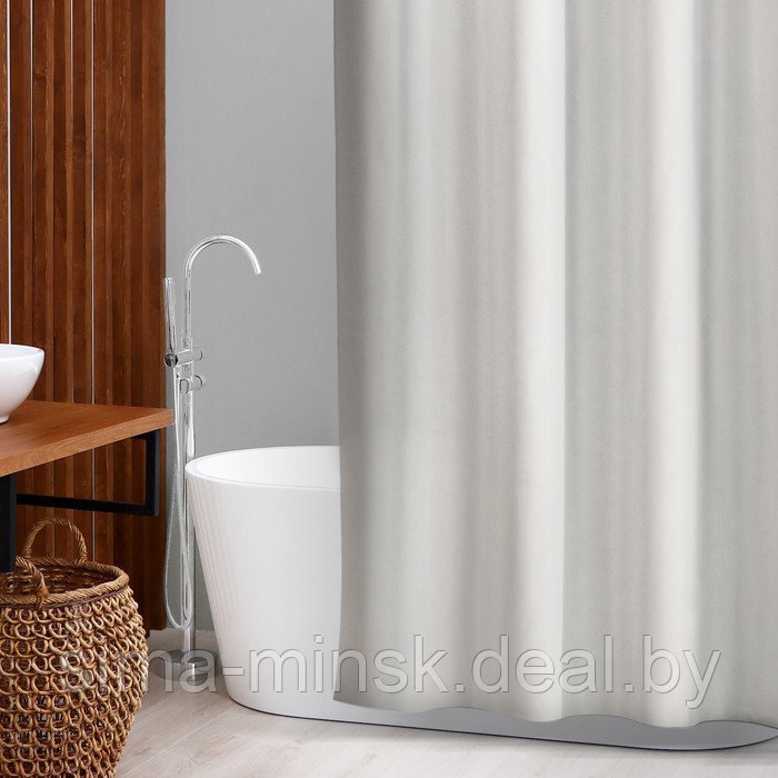 Штора для ванны SAVANNA «Классика», с люверсами, 180×180 см, полиэстер, цвет бежевый - фото 1 - id-p211279194