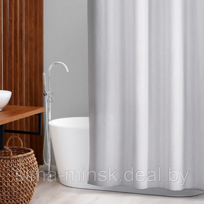 Штора для ванны SAVANNA «Классика», с люверсами, 180×180 см, полиэстер, цвет белый - фото 1 - id-p211279195
