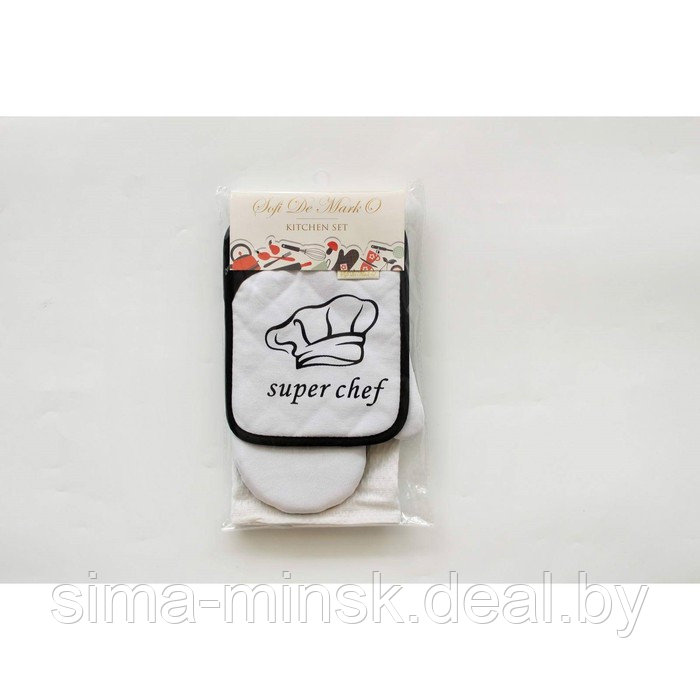 Набор кухонный Chef: прихватка, варежка, полотенце 38х63 см, цвет черный - фото 2 - id-p211279249