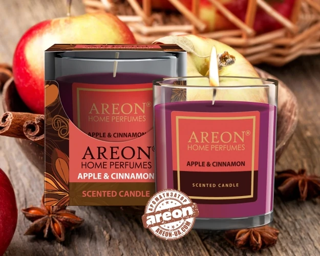 Apple & Cinnamon Ароматическая свеча AREON Home Perfumes, 120г - фото 1 - id-p211284681