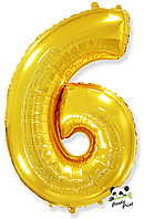 Шар фольгированный Цифра "6", 81 см, золото