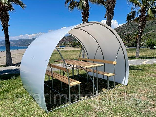 Беседки в сад, из металла и поликарбоната, белый