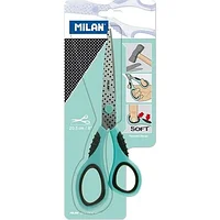 НОЖНИЦЫ Milan "SOFT", 20.5 СМ, БИРЮЗОВЫЙ, ЧЕРНЫЙ