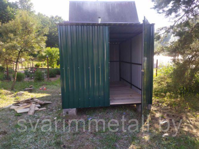 Хозблок из металла, профлист (профнастил), зеленый