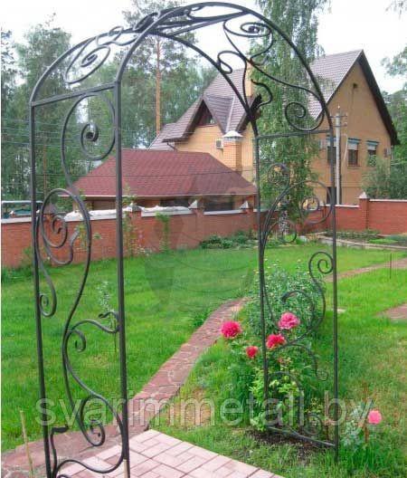 Садовая арка, из металла, с элементами ковки (с ковкой), черный - фото 1 - id-p211304981
