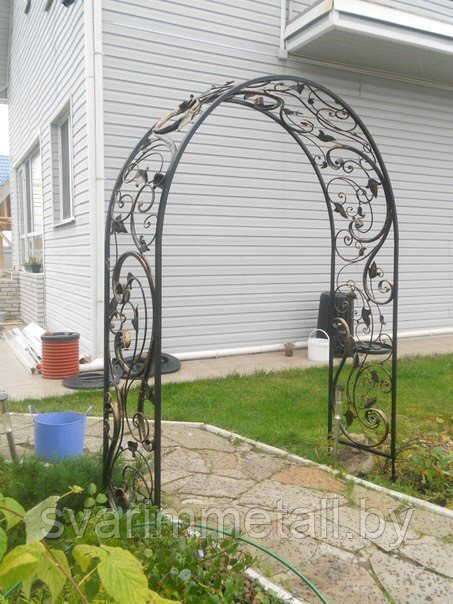 Садовая арка, из металла, с элементами ковки (с ковкой), под золото - фото 1 - id-p211304997