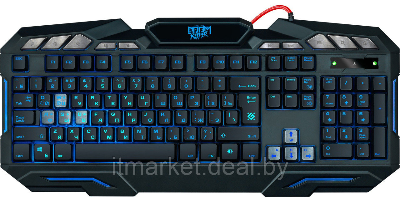 Клавиатура Defender Doom Keeper GK-100DL (45100) Black (USB, с подсветкой) - фото 2 - id-p211306312