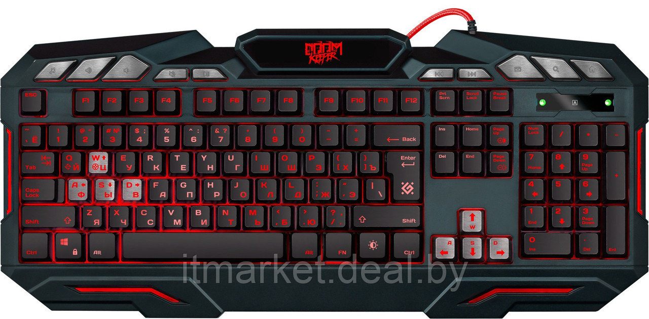 Клавиатура Defender Doom Keeper GK-100DL (45100) Black (USB, с подсветкой) - фото 3 - id-p211306312