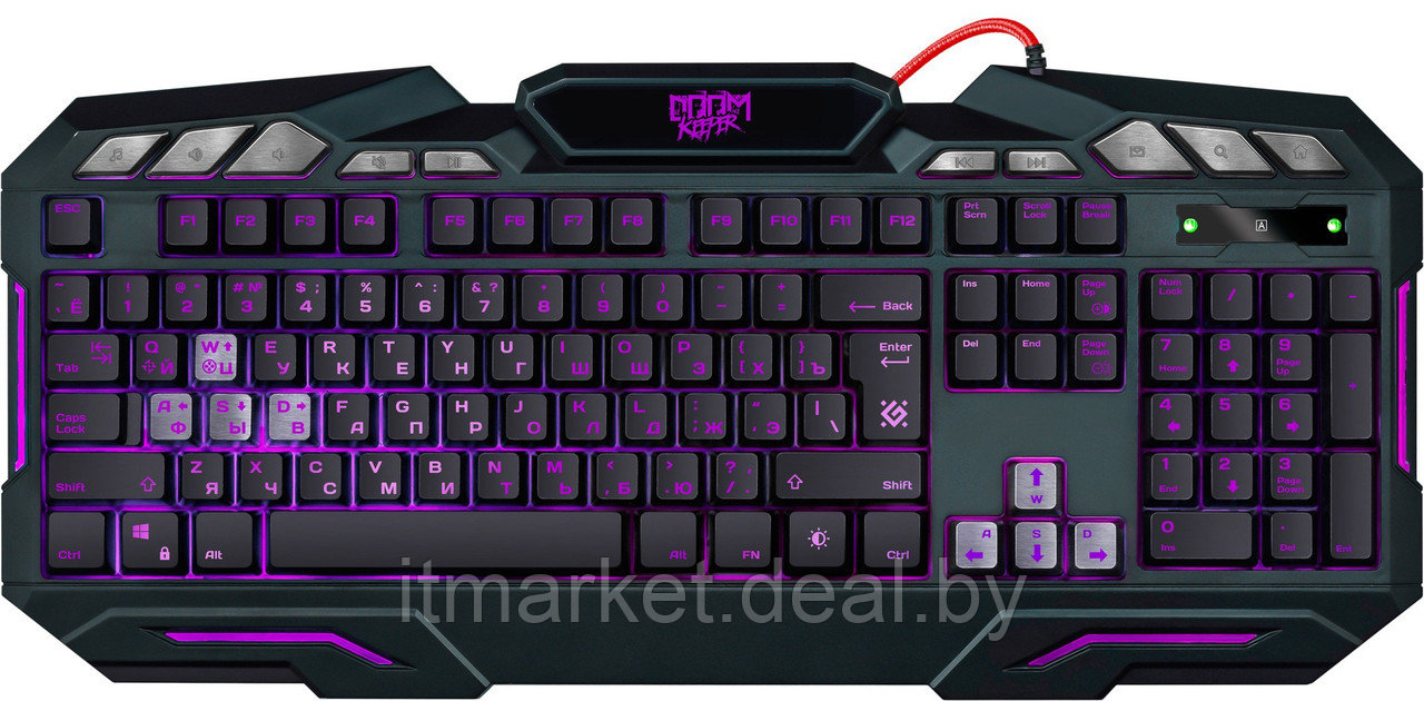 Клавиатура Defender Doom Keeper GK-100DL (45100) Black (USB, с подсветкой) - фото 4 - id-p211306312