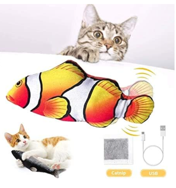 Игрушка для кошки "Живая рыбка" с подвижным хвостом / работает от USB, 28 см - фото 2 - id-p211307614