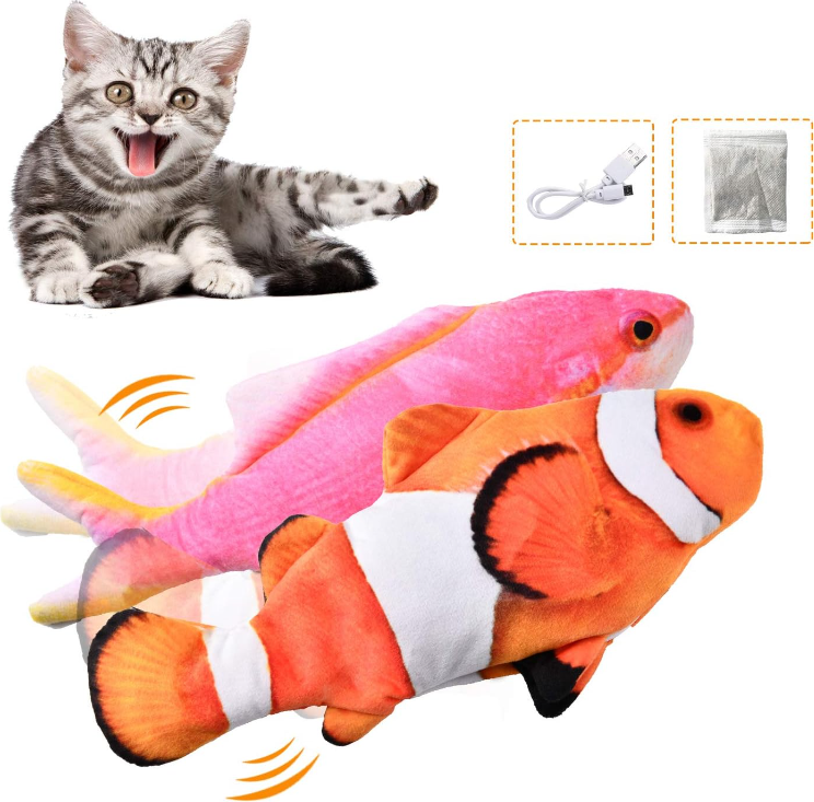 Игрушка для кошки "Живая рыбка" с подвижным хвостом / работает от USB, 28 см - фото 1 - id-p211307614