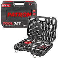 Набор инструментов 216пр.1/4''3/8''1/2''(6гр.)(4-32мм) PATRON P-38841