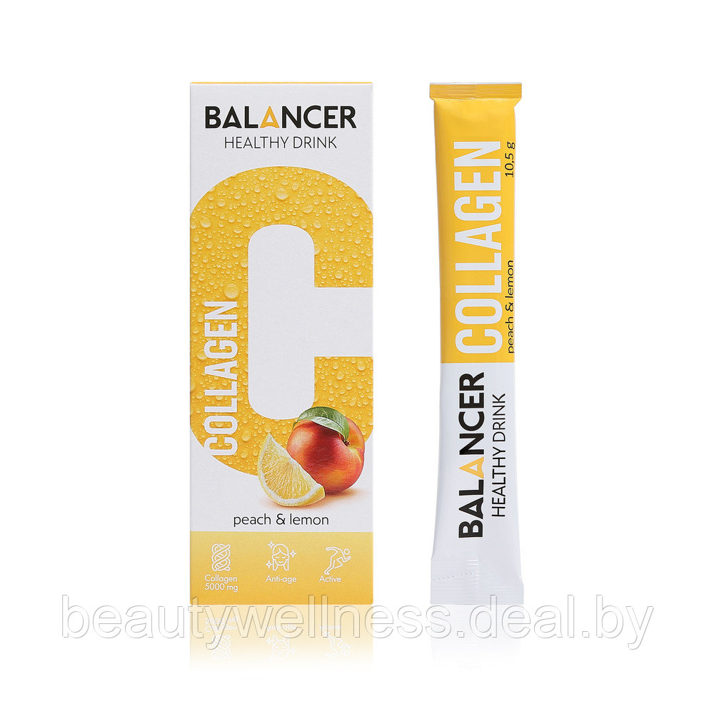 Напиток Balancer Collagen со вкусом «Персик - лимон», 10 стиков - фото 1 - id-p211312832