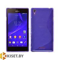 Силиконовый чехол для Sony Xperia T3, фиолетовый с волной