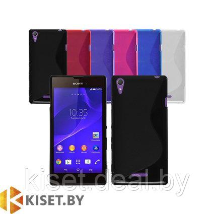Силиконовый чехол для Sony Xperia T3, фиолетовый с волной - фото 2 - id-p211328696