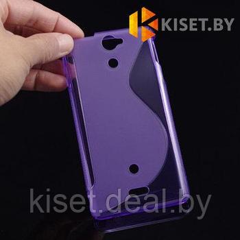 Силиконовый чехол для Sony Xperia V, фиолетовый с волной