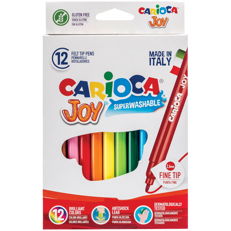 Фломастеры Carioca "Joy", 12цв., смываемые, картон, европодвес 40614