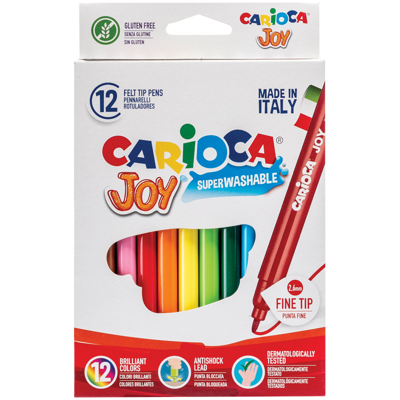 Фломастеры Carioca "Joy", 12цв., смываемые, картон, европодвес 40614 - фото 1 - id-p211333634