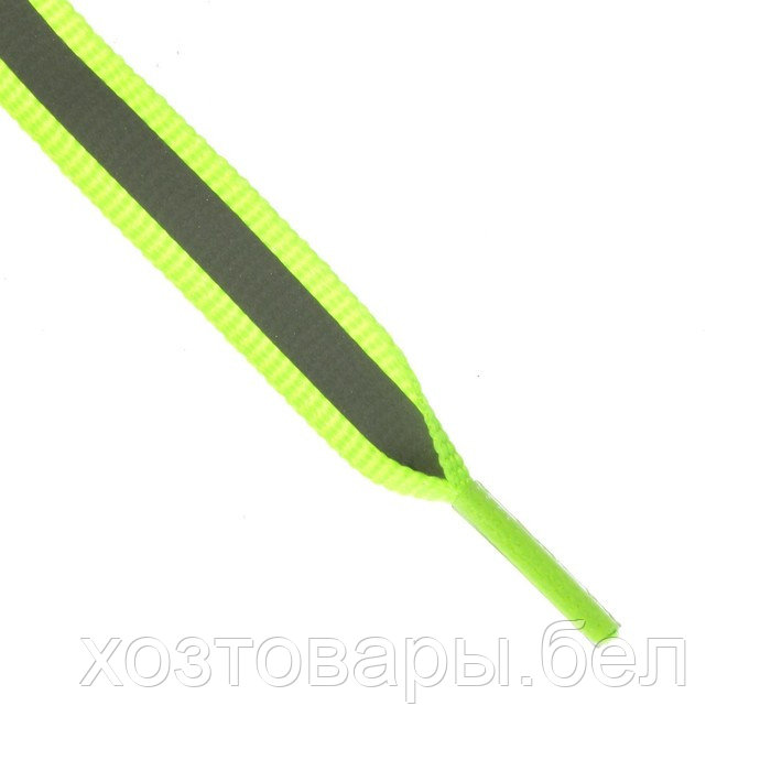 Шнурки с плоск сечением со светоотраж полосой 10мм 70см (пара) зелёный неон - фото 3 - id-p211339920