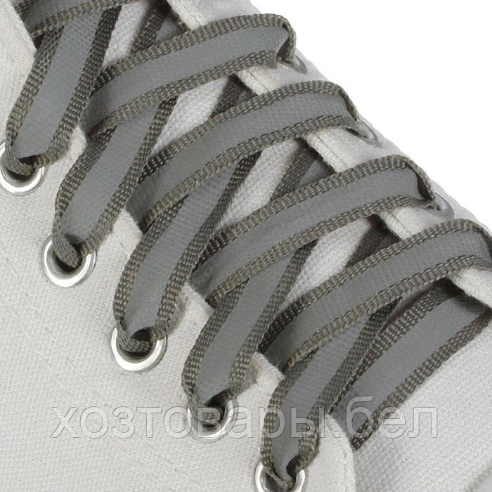 Шнурки с плоск сечением со светоотраж полосой 10мм 70см (пара) серые - фото 2 - id-p211339921
