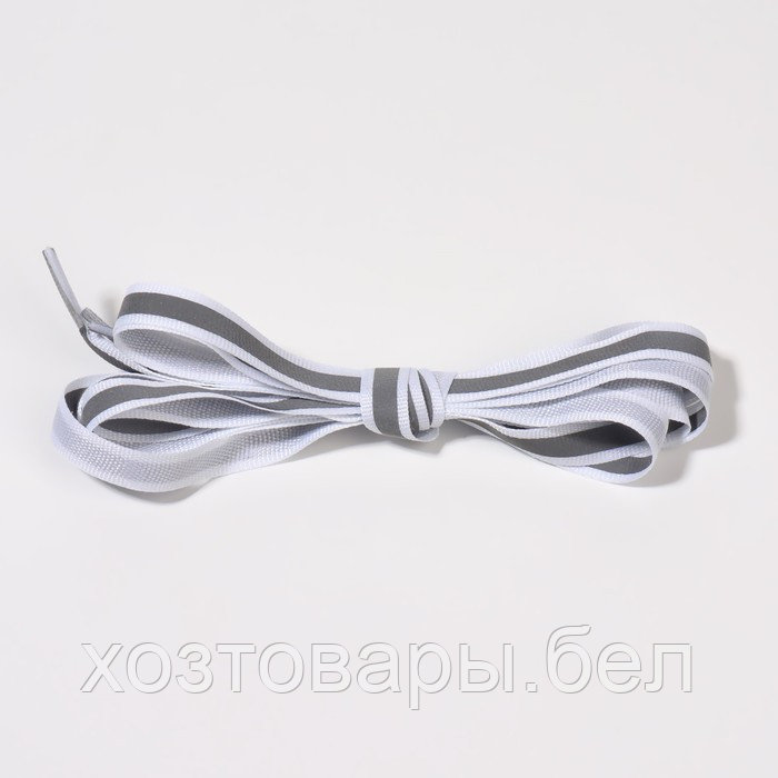 Шнурки с плоск сечением со светоотраж полосой 10мм 110см (пара) белые - фото 5 - id-p211339922