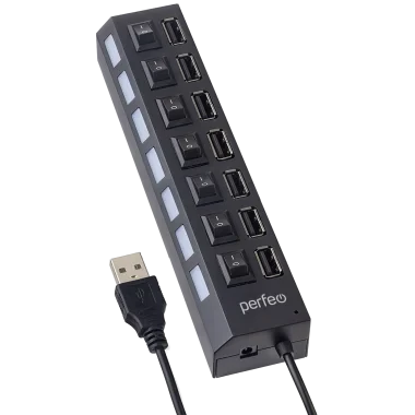USB-HUB концентратор Perfeo (7 Port), чёрный - фото 1 - id-p211348567