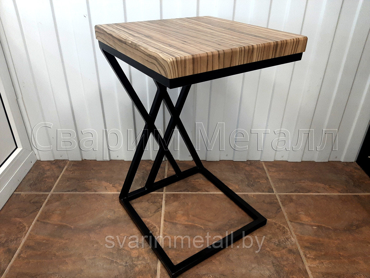 Столик приставной, в стиле лофт (LOFT), для ноутбука, в форме "С" - фото 3 - id-p211356166