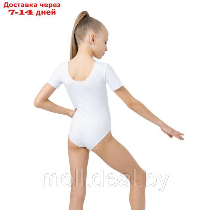 Купальник гимнастический, с коротким рукавом, размер 40, цвет белый - фото 3 - id-p211317072