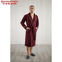 Халат мужской, шалька+кант, размер 62, цвет кирпичный, вафля