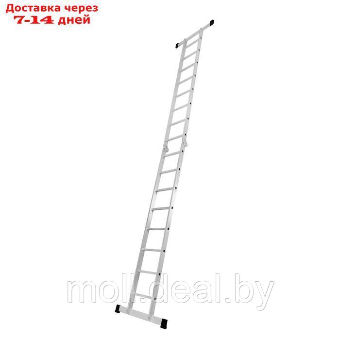 Лестница , двухсекционная, шарнирная, алюминиевая, 8 ступеней - фото 3 - id-p211318285