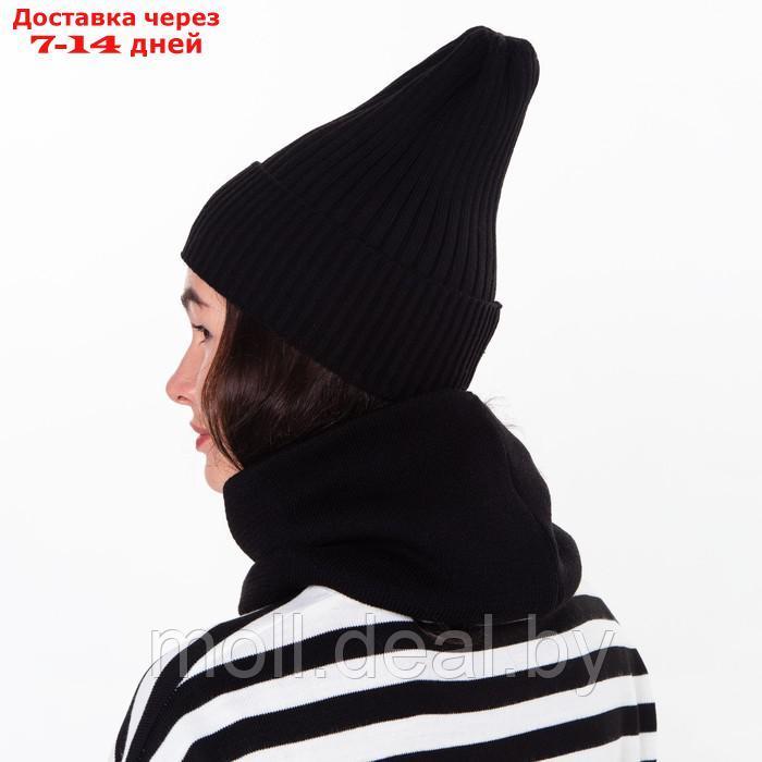 Комплект женский зимний (шапка/снуд), цвет чёрный, размер 56-58 - фото 6 - id-p211314502