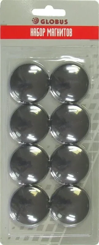 Магнит для доски d-40 мм набор 8шт черные Глобус МЧ40-8 - фото 1 - id-p211358983