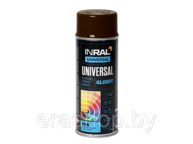 Краска-эмаль аэроз. универсальная шоколадный глянц INRAL 400мл (8017) (Цвет шоколадный глянц.)