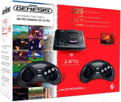 Игровая приставка Retro Genesis HD Ultra + 225 игр - фото 1 - id-p211380235