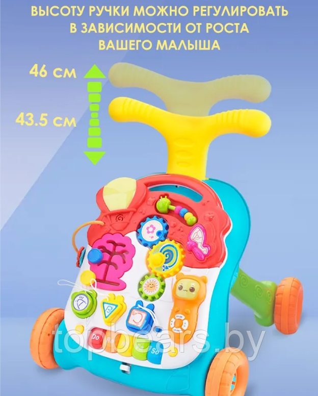 Развивающий детский игровой центр Musical stroller educational 3 в 1 (ходунки, пушкар каталка, столик с - фото 2 - id-p211382710