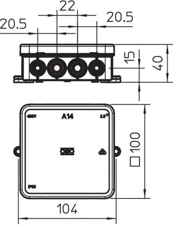 Коробка распределительная A14 OBO-Bettermann, 100х100х40мм - фото 3 - id-p211389081