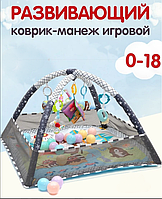 Детский развивающий коврик для малышей с бортиками Activity Gym&Foldable Play Mat, 0+ (28 игрушек, борт-сетка