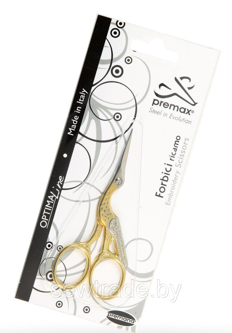 Ножницы вышивальные Аист с золотыми ручками 9 см ORO PREMAX - фото 1 - id-p211392761