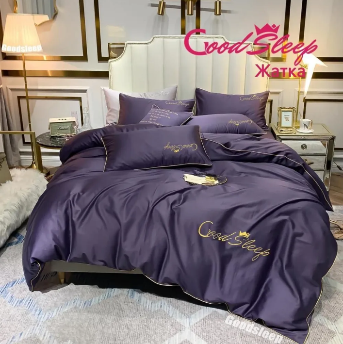 Комплект постельного белья Good Sleep Премиум, Евро размер. Баклажановый - фото 1 - id-p211393307