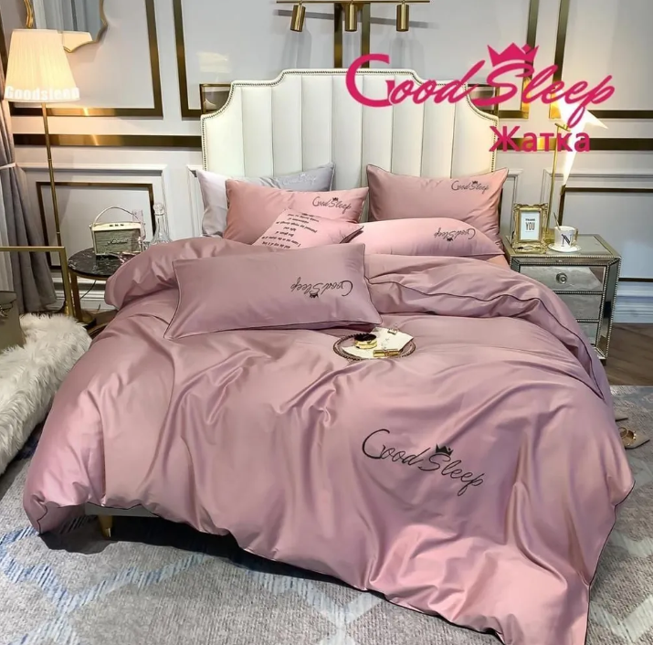 Комплект постельного белья Good Sleep Премиум, Сатин, Евро размер. Пудровый - фото 1 - id-p211397704