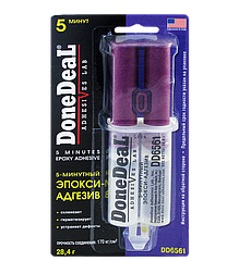 DD6561 Эпокси-адгезив в шприце прозрачный 5-минутный 2-компонентный DoneDeal, 28.4г