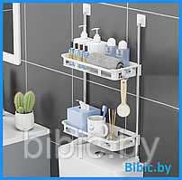 Полка пластиковая белая для ванной,  8818-2 этажерка для косметики, органайзер настенный вертикальный складной