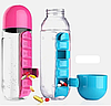 Таблетница-органайзер на каждый день Pill & Vitamin Organizer с бутылкой для воды, фото 3