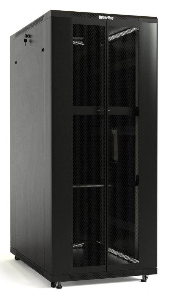 Шкаф напольный 19-дюймовый 18U Hyperline TTB-1866-DD-RAL9004 - фото 1 - id-p203915801