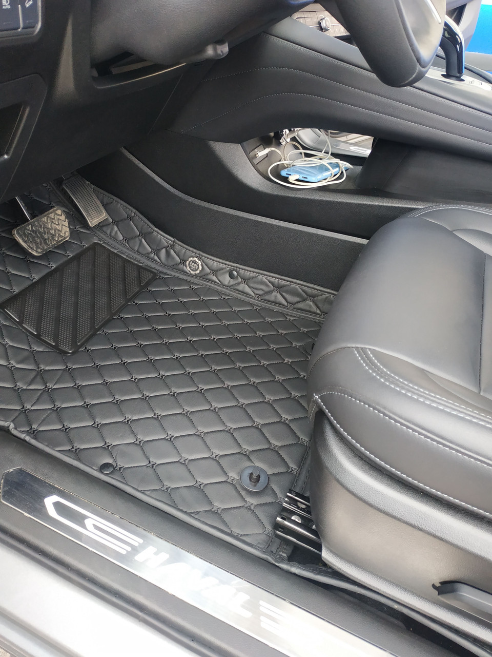 Коврики в салон BMW 7-series (F01) 2008-2015 Эко-Кожа Ромб .(цвет Черный) - фото 2 - id-p211404555