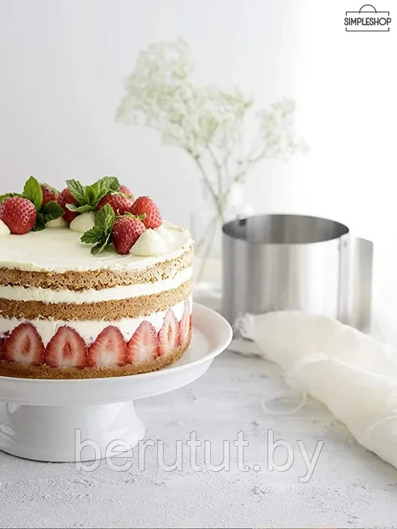 Форма для выпечки торта круглая, кулинарное кольцо регулировка от 16-30 см, h - 15 см - фото 2 - id-p211405018