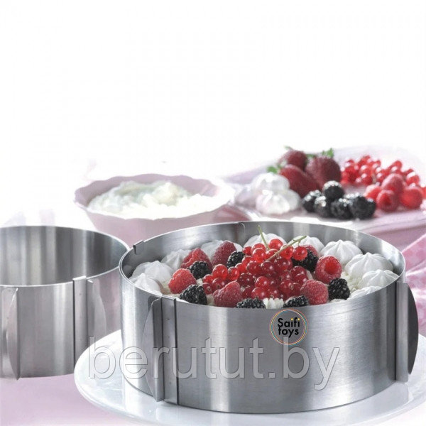 Форма для выпечки торта круглая, кулинарное кольцо регулировка от 16-30 см, h - 15 см - фото 5 - id-p211405018