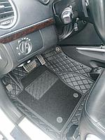 Коврики в салон Ford Mondeo IV 2010-2014 Эко-Кожа Ромб .(цвет Черные с черной ниткой+ворс черный)