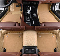 Коврики в салон Mercedes-Benz C-Class III(W204) 2006-2011 Эко-Кожа Ромб .(цвет Бежевый+ворс бежевый)